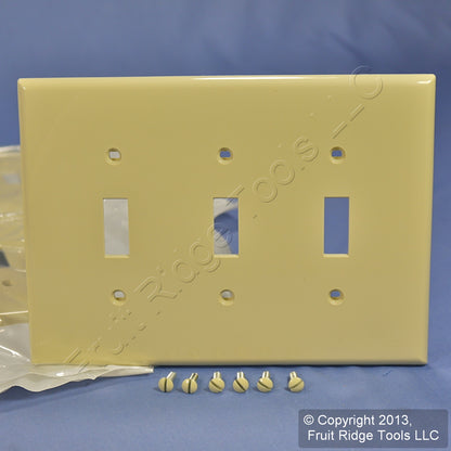 Leviton PJ3-I Ivory 3-Gang Toggle Unbreakable Nylon Midway Wallplate Cover 10pcs