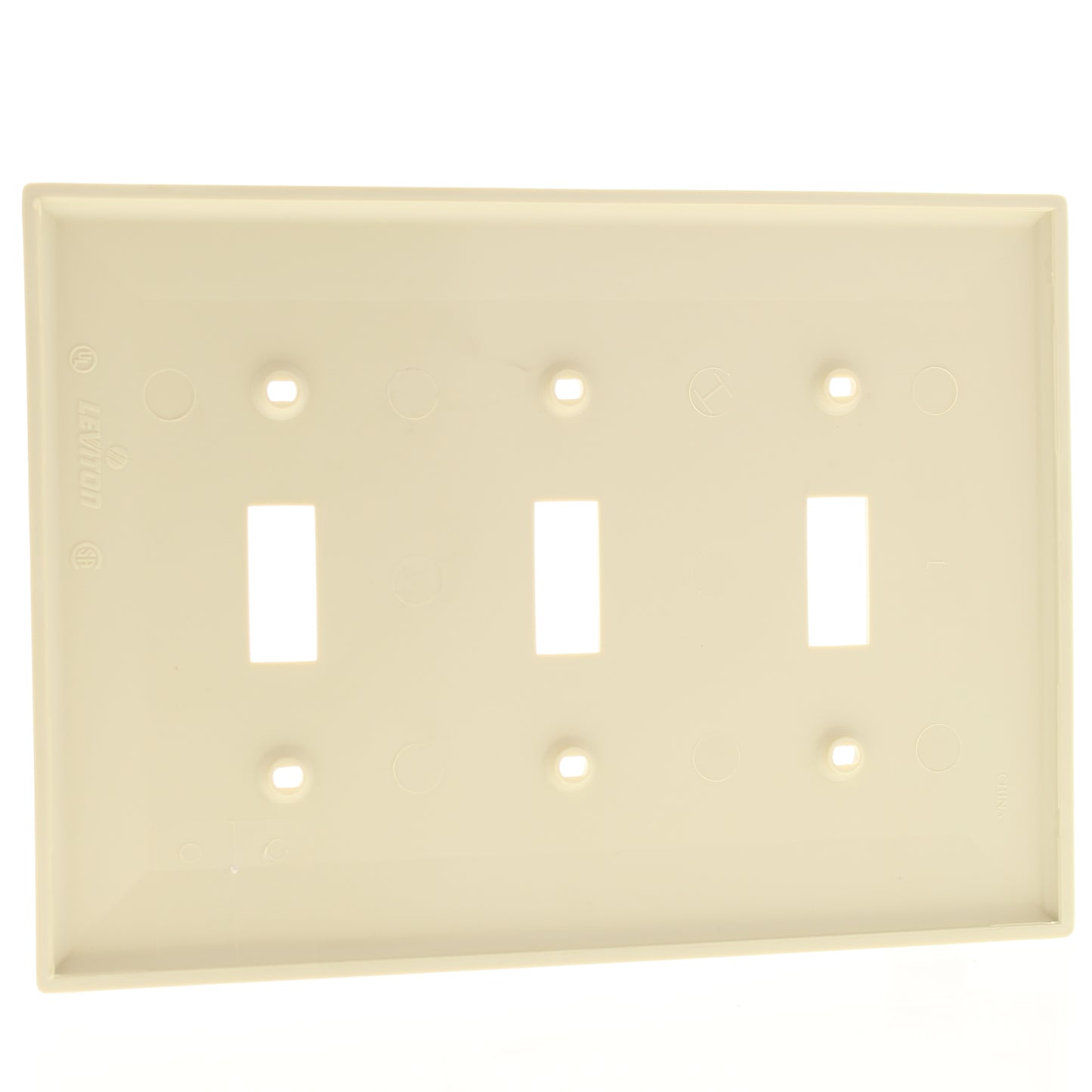 Leviton PJ3-I Ivory 3-Gang Toggle Switch Unbreakable Nylon Midway Wallplate