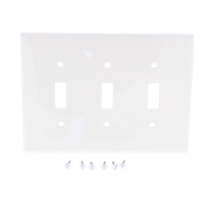 Leviton PJ3-W White 3-Gang Toggle Switch Unbreakable Nylon Midway Wallplate
