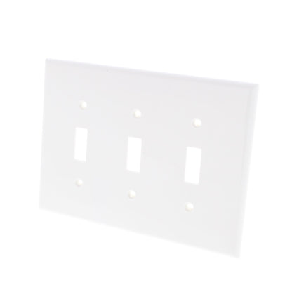 Leviton PJ3-W White 3-Gang Toggle Switch Unbreakable Nylon Midway Wallplate