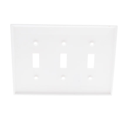 Leviton PJ3-W White 3-Gang Toggle Switch Unbreakable Nylon Midway Wallplate