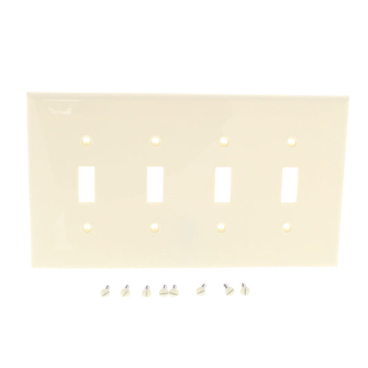 Leviton Almond 4-Gang Midway Unbreakable Toggle Switch Wallplate Cover PJ4-A
