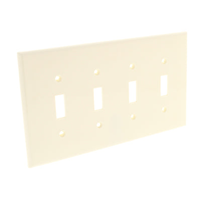 Leviton Almond 4-Gang Midway Unbreakable Toggle Switch Wallplate Cover PJ4-A