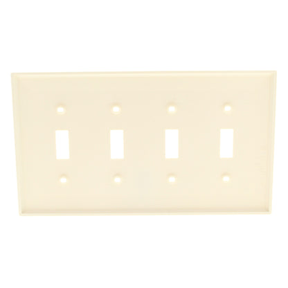 Leviton Almond 4-Gang Midway Unbreakable Toggle Switch Wallplate Cover PJ4-A