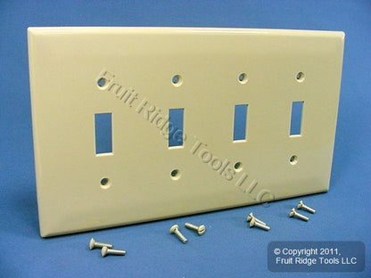 Leviton PJ4-I Ivory 4-Gang Toggle Switch Unbreakable Nylon Midway Wallplate