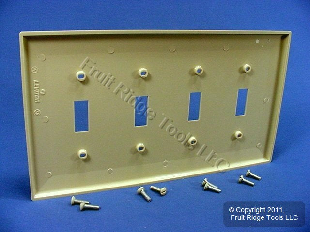 Leviton PJ4-I Ivory 4-Gang Toggle Switch Unbreakable Nylon Midway Wallplate