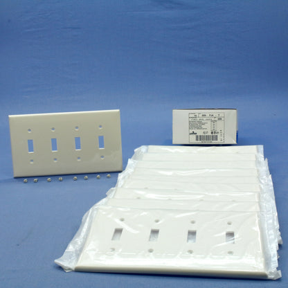 Leviton PJ4-T Lt Almond 4-Gang Toggle Unbreakable Midway Wallplate Cover 10pcs