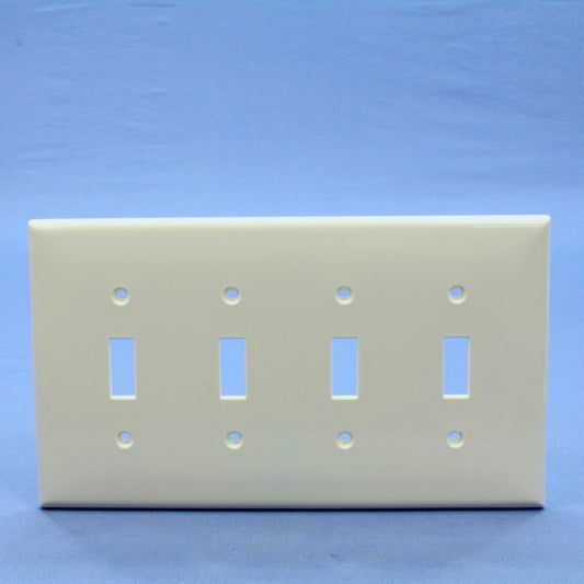 Leviton PJ4-T Lt Almond 4-Gang Toggle Unbreakable Nylon Midway Wallplate Cover