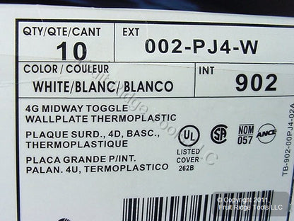Leviton PJ4-W White 4-Gang Toggle Unbreakable Nylon Midway Wallplate Cover 10pcs