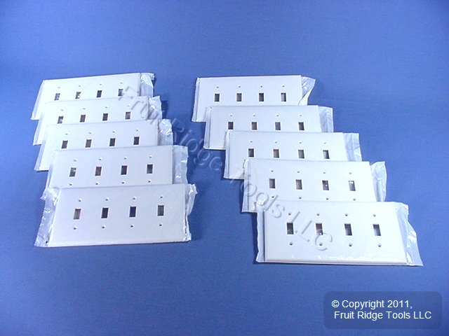 Leviton PJ4-W White 4-Gang Toggle Unbreakable Nylon Midway Wallplate Cover 10pcs