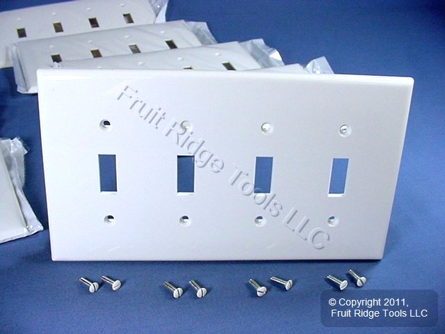 Leviton PJ4-W White 4-Gang Toggle Unbreakable Nylon Midway Wallplate Cover 10pcs