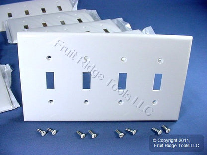 Leviton PJ4-W White 4-Gang Toggle Unbreakable Nylon Midway Wallplate Cover 10pcs