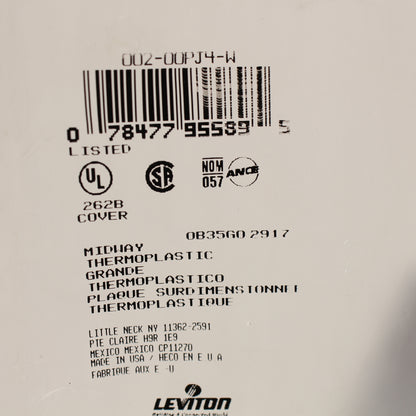 Leviton PJ4-W White 4-Gang Toggle Switch Unbreakable Nylon Midway Wallplate
