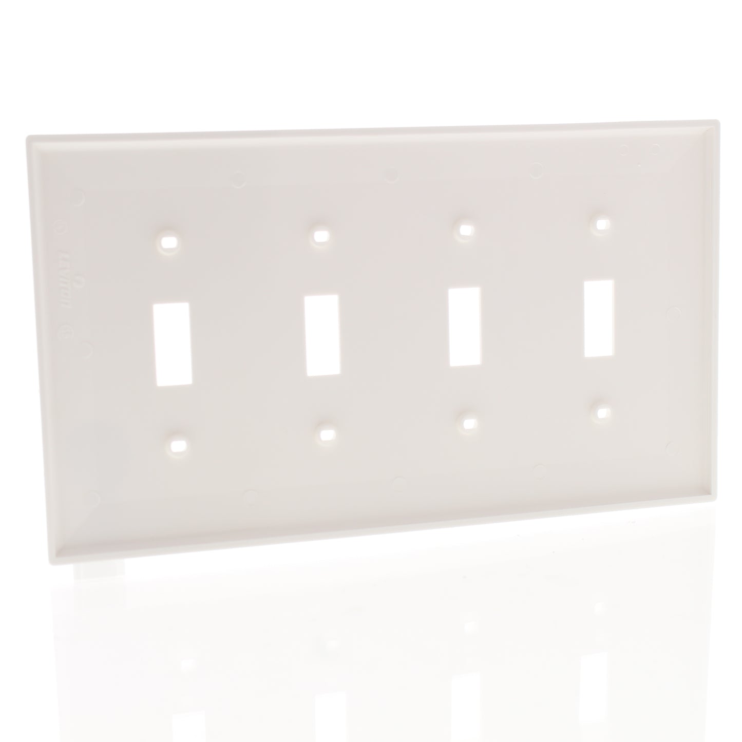 Leviton PJ4-W White 4-Gang Toggle Switch Unbreakable Nylon Midway Wallplate