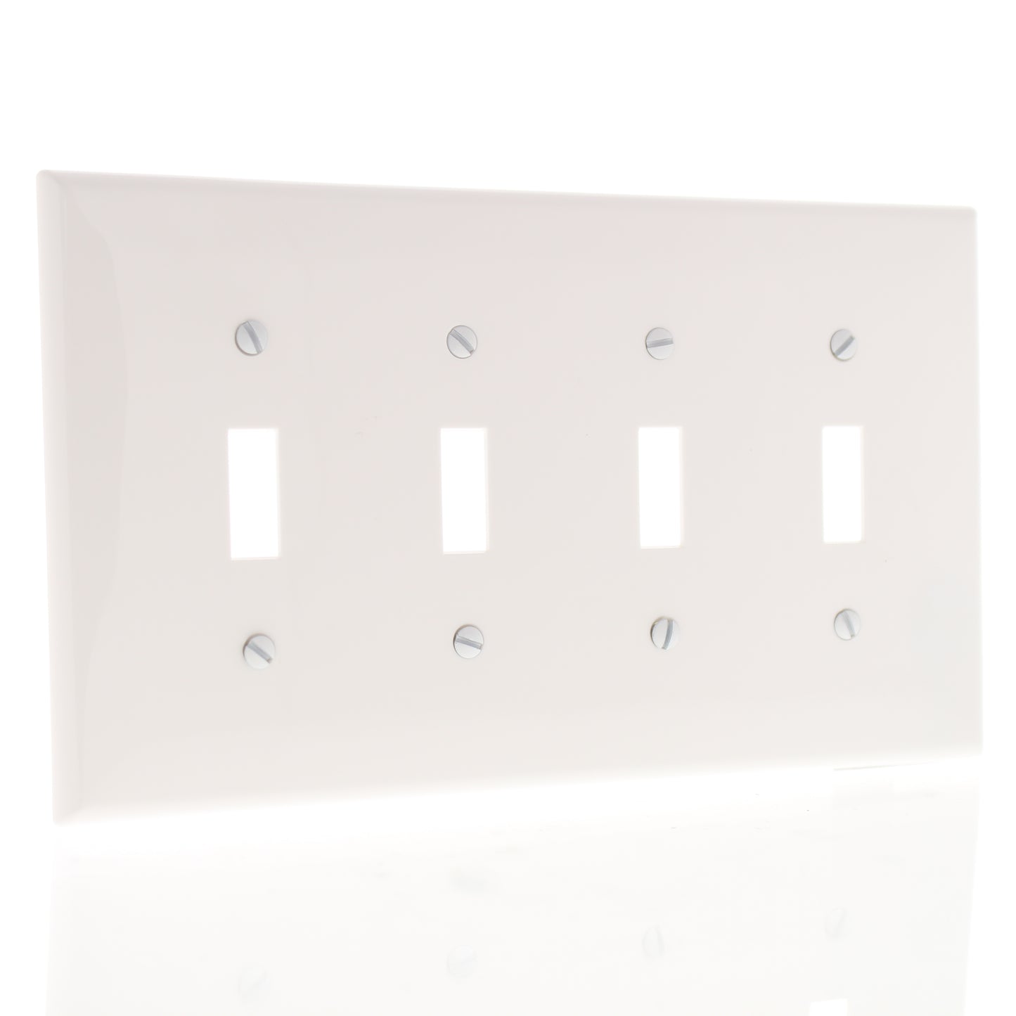 Leviton PJ4-W White 4-Gang Toggle Switch Unbreakable Nylon Midway Wallplate