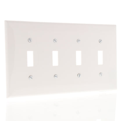 Leviton PJ4-W White 4-Gang Toggle Switch Unbreakable Nylon Midway Wallplate