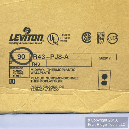 Leviton PJ8-A Almond 1-Gang Duplex Receptacle Outlet Cover Nylon Wallplate 90pcs