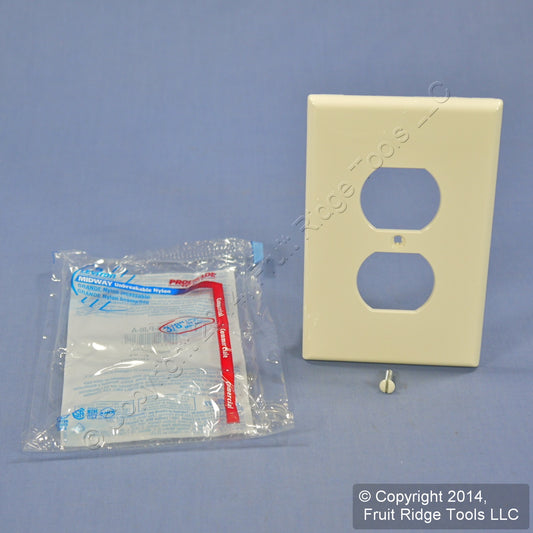 Leviton PJ8-A Almond 1-Gang Duplex Outlet Unbreakable Nylon Midway Wallplate