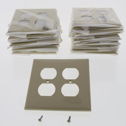 Leviton PJ82-I Ivory 2-Gang Duplex Outlet Unbreakable Midway Wallplates 25pcs