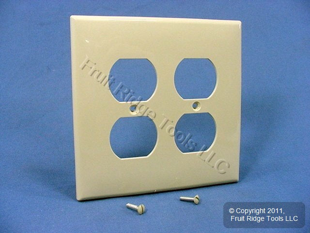 Leviton PJ82-I Ivory 2-Gang Duplex Outlet Unbreakable Nylon Midway Wallplate