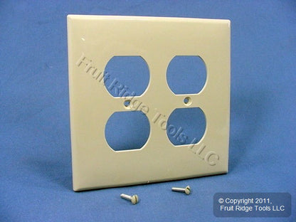 Leviton PJ82-I Ivory 2-Gang Duplex Outlet Unbreakable Nylon Midway Wallplate
