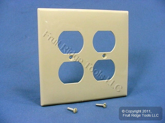 Leviton PJ82-I Ivory 2-Gang Duplex Outlet Unbreakable Nylon Midway Wallplate
