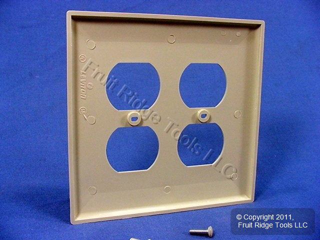 Leviton PJ82-I Ivory 2-Gang Duplex Outlet Unbreakable Nylon Midway Wallplate