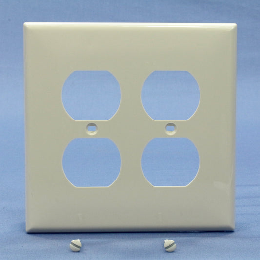 Leviton PJ82-T Light Almond 2-Gang Duplex Outlet Unbreakable Midway Wallplate