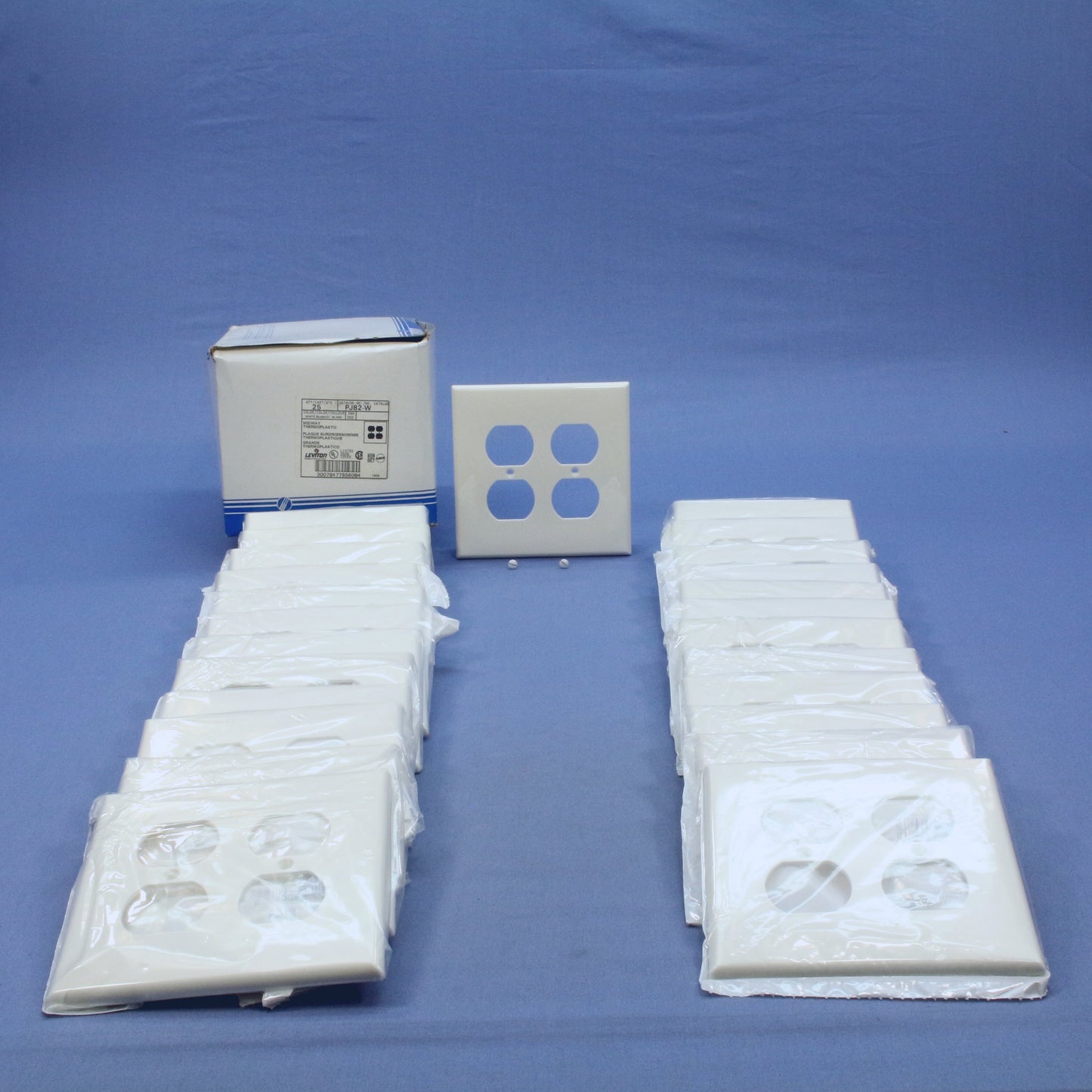 Leviton PJ82-W White Receptacle Wallplate 2-Gang Duplex Outlet Nylon Cover 25pcs