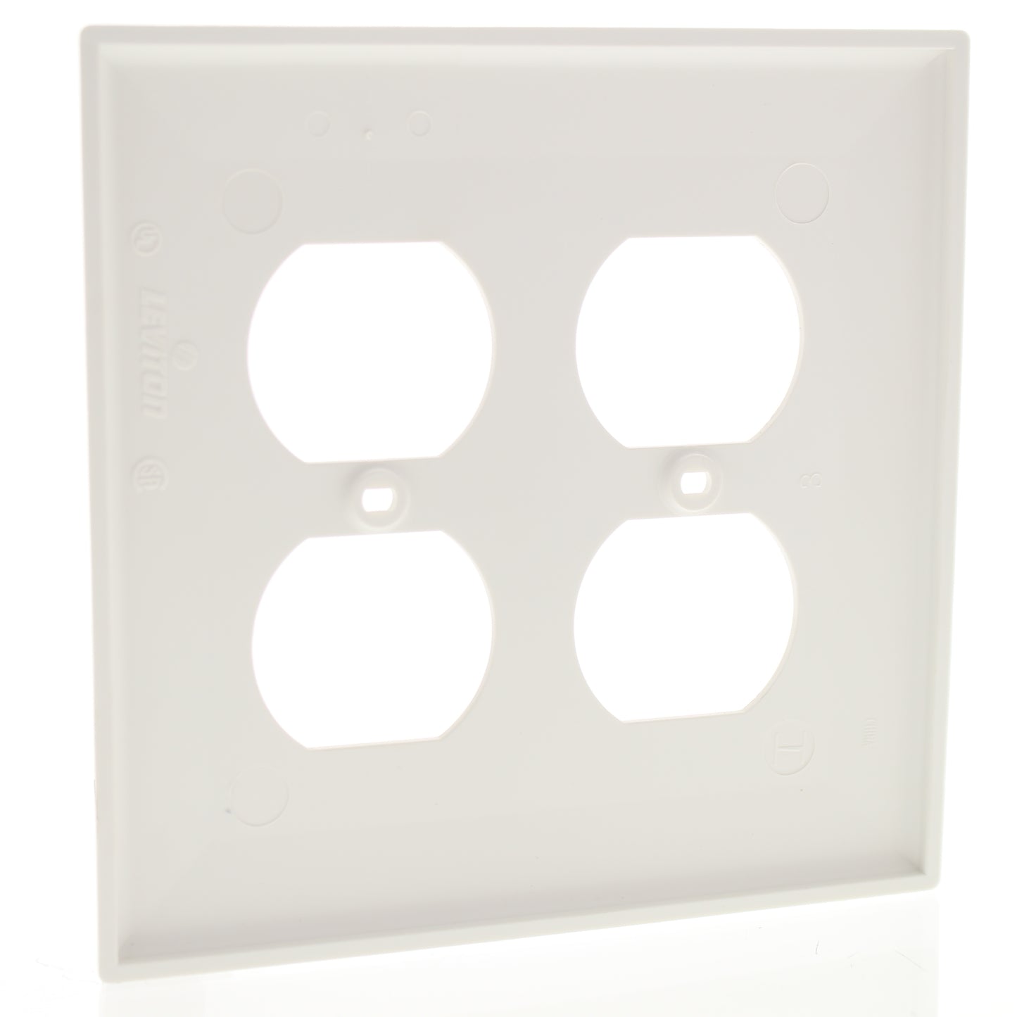Leviton PJ82-W White Unbreakable 2-Gang Duplex Outlet Receptacle Wallplate Cover