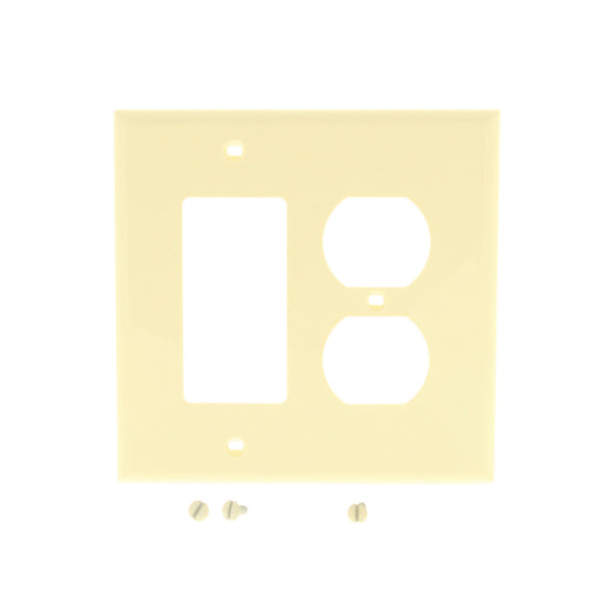 Leviton PJ826-A Almond 2-Gang Duplex Decora Unbreakable Midway Wallplate Cover