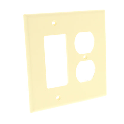 Leviton PJ826-A Almond 2-Gang Duplex Decora Unbreakable Midway Wallplate Cover
