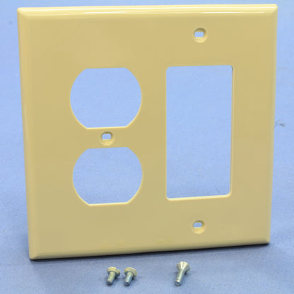 Leviton PJ826-I Ivory 2-Gang Duplex Decora Unbreakable Midway Wallplates 25pcs