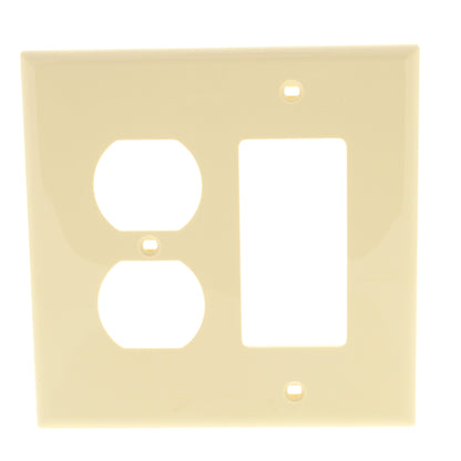 Leviton PJ826-I Ivory 2-Gang Duplex Decora Unbreakable Midway Wallplate Cover