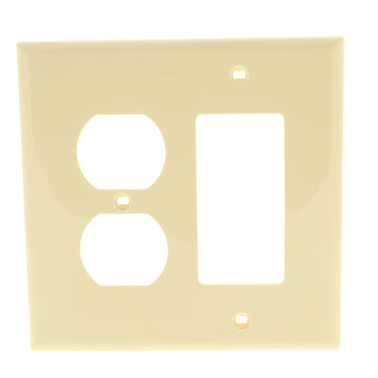 Leviton PJ826-I Ivory 2-Gang Duplex Decora Unbreakable Midway Wallplate Cover