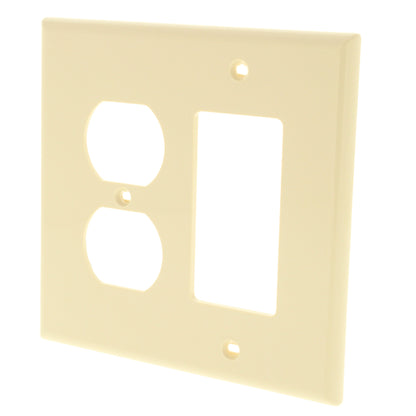 Leviton PJ826-I Ivory 2-Gang Duplex Decora Unbreakable Midway Wallplate Cover