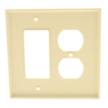 Leviton PJ826-I Ivory 2-Gang Duplex Decora Unbreakable Midway Wallplate Cover