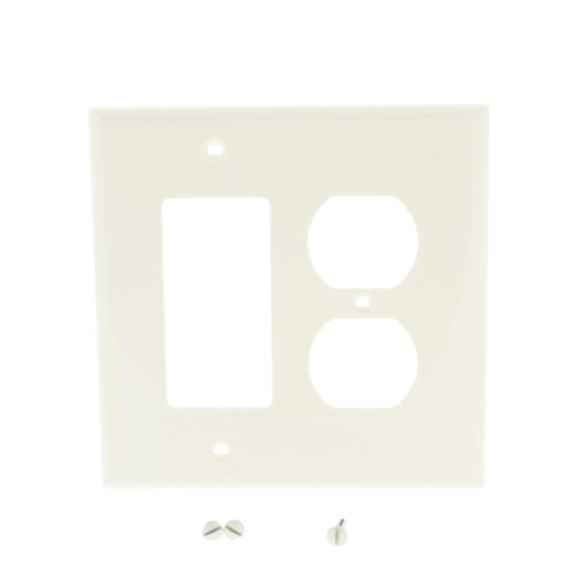 Leviton PJ826-T Light Almond 2-Gang Duplex Decora Unbreakable Midway Wallplate