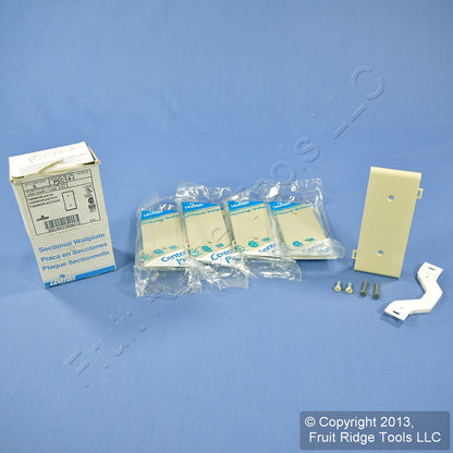 Leviton PSC14-I Ivory Blank Center Sectional Cover Nylon Wallplates 5-Pack