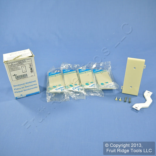 Leviton PSC14-I Ivory Blank Center Sectional Cover Nylon Wallplates 5-Pack