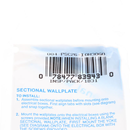 Leviton PSC26-I Ivory 1-Gang Decora Unbreakable Nylon Sectional Wallplate Cover