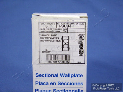 Leviton PSC8-I Ivory 1-Gang Duplex Unbreakable Sectional Wallplate Cover 5pcs
