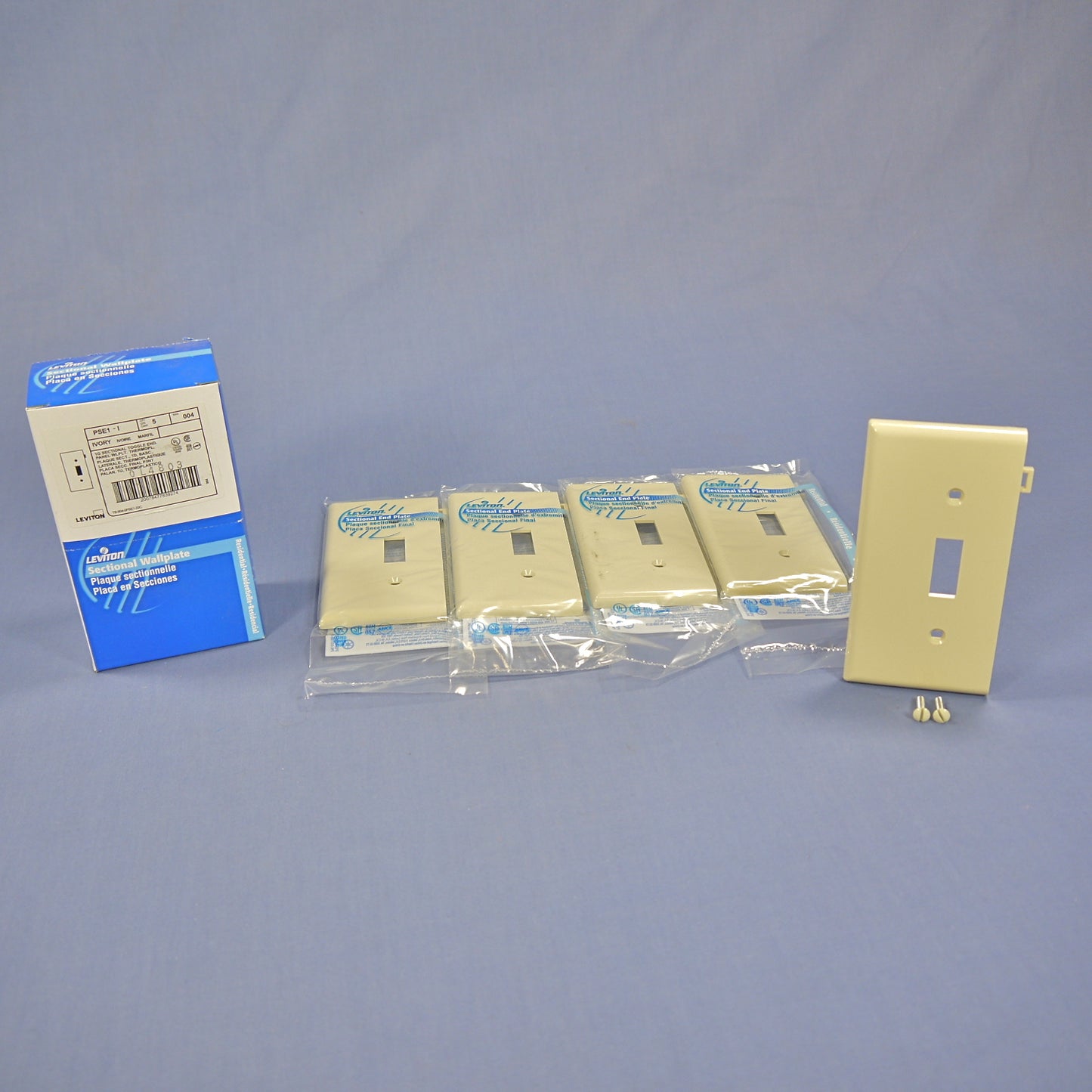 Leviton PSE1-I Ivory 1-Gang Toggle Unbreakable Sectional Wallplate Cover 5pcs