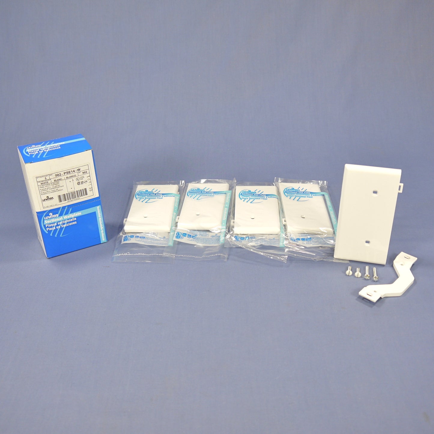 Leviton PSE14-W White 1-Gang Unbreakable Blank Sectional Cover Strap Mount 5pcs