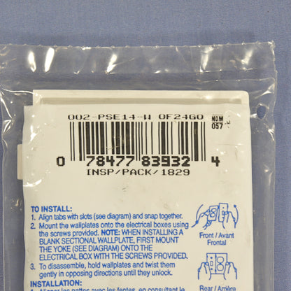 Leviton PSE14-W White 1-Gang Blank Unbreakable Sectional Wallplate Strap Mount
