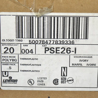 Leviton PSE26-I Ivory Decora GFI End Panel Unbreakable Sectional Wallplate 20pcs