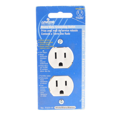 Leviton R320-W White Residential 5-15R Duplex Receptacle Outlet 15A 125V