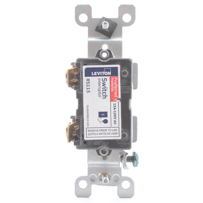 Leviton Ivory Framed Toggle Wall Light Switch Single Pole 15A 120V Bulk RS115-2I