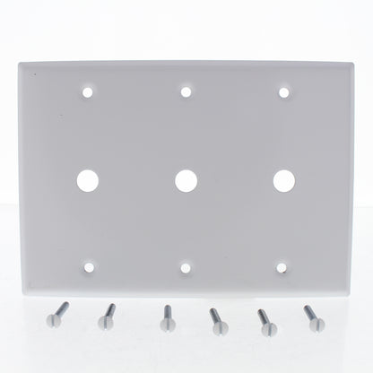 Leviton White Painted Metal 3-Gang Telephone Cable Box Mount Standard Wallplate