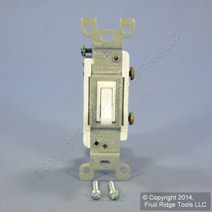 Leviton White Heavy Duty Framed Single Pole Toggle Light Switch 15A S451-W